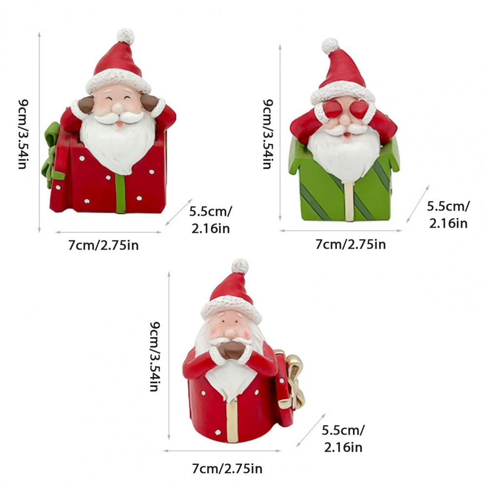 Пальто Фигурка Санты Смола Рождественское украшение 3 шт. Мини Статуэтки Санта-Клауса Вижу Слышу Говорю Зла Смола Фигурки Рождество