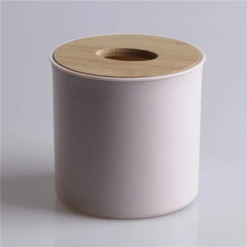Round Tissue Box Plastic Paper Holder Roll Napkin Storage Household Hotel Car Paper Holder Desk Solid ColorToilet Paper Boxs