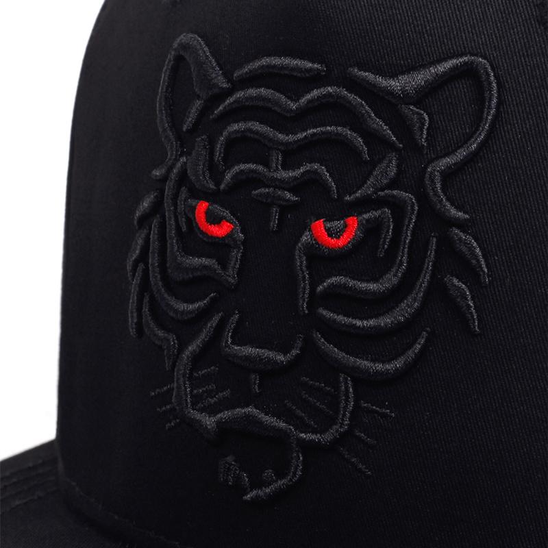 Cotton Black Tiger Embroidery Baseball Cap Men Women Snapback Hats Summer Leisure Trucker Caps Unisex Hip Hop Hats Gorras