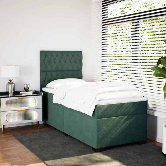 Maison Exclusive - Sommier à lattes de lit avec matelas Vert foncé 90x190 cm