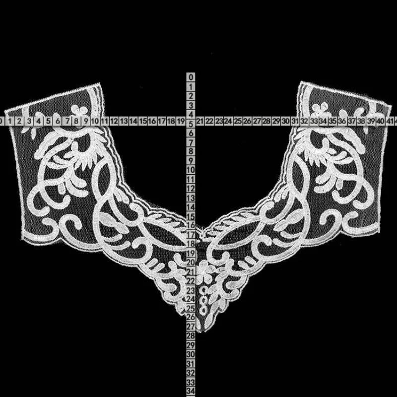 Beautiful White Lace Floral Embroidery Front Collar Rear Collar Sleeves Woman's Clothing Sewing Accessories