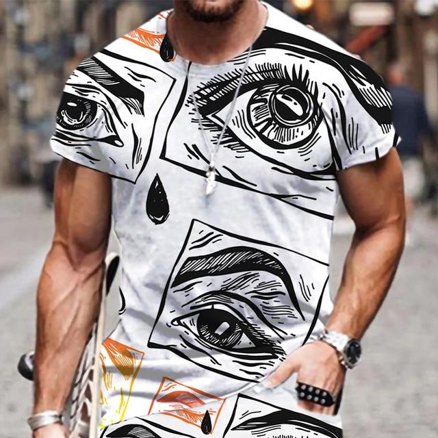 Летняя тенденция ресницы граффити 3D печатная футболка для мужчин повседневная модная футболка уличная мужская дизайнерская одежда негабаритные футболки