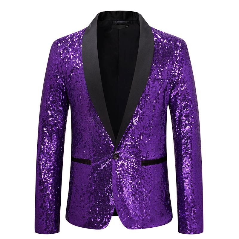 European and American Gold Sequin Suit for Performances - Men's Nightclub, Host, or Studio Jacket (European Size ZT-X35)