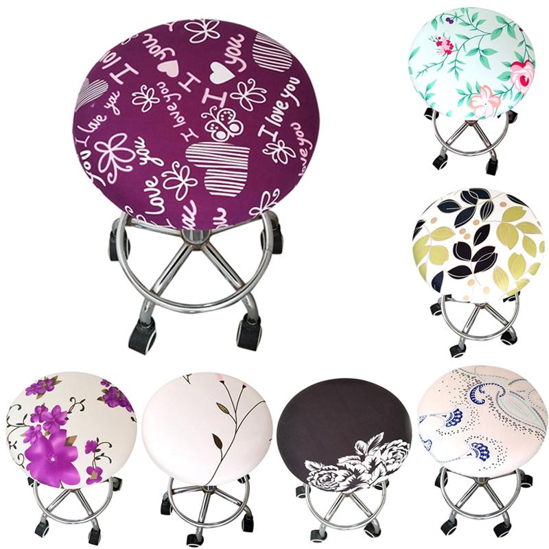 Home Stool Round Chair Cover Floral Slipcover Spandex Seat Cover Elastic Chair Bar Multicolor KTY