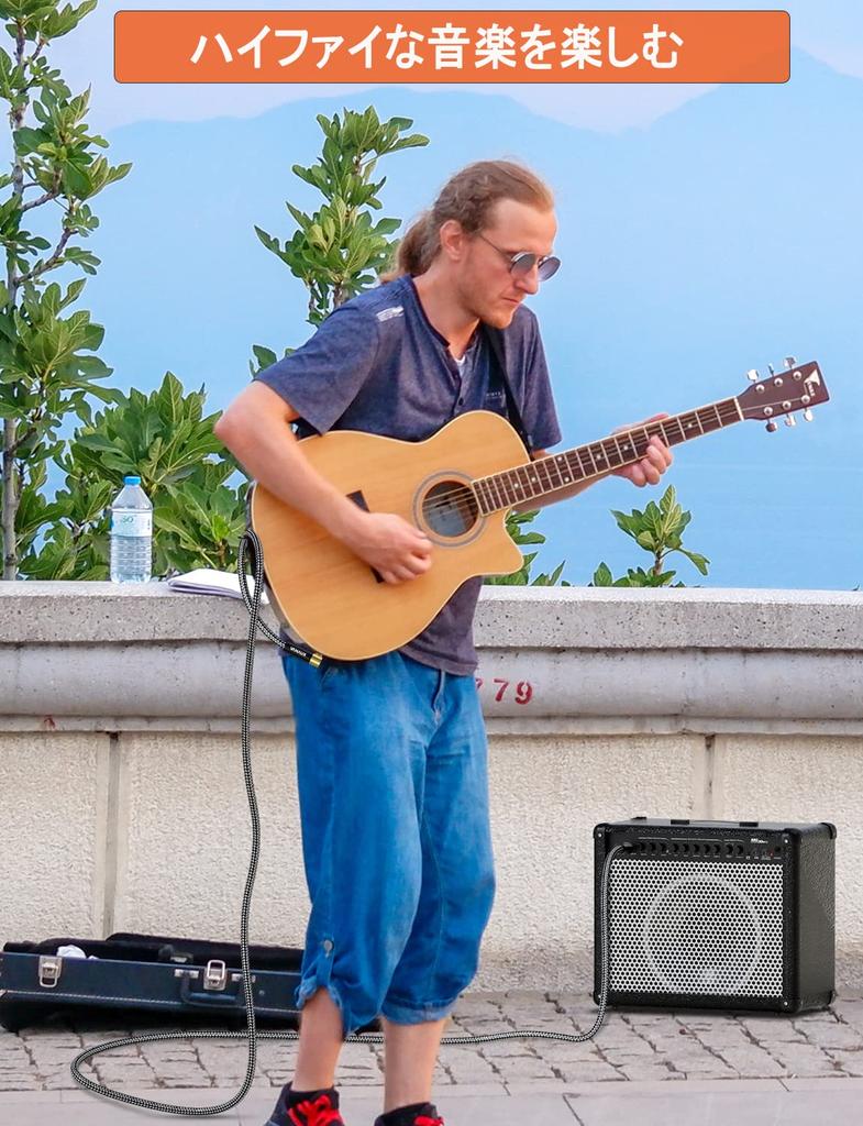 VANAUX Guitar Cable, 6.35mm Shielded Cable with Guitar Seal, TS Stereo Plug, Mono, for Musical Instruments and Audio Equipment, Compatible with