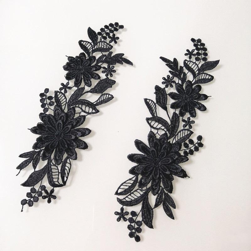 1 пара вышитых нашивок с отделкой 3D цветочная аппликация для одежды сумки кружево цветок DIY полые изысканные значки аксессуары 23X8 см
