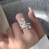 S925 Sterling Silver Snake Ring, Zodiac Spirit Snake Green Diamond Ring, Light Luxury High-end Design, Cold Wind Men's and Women's Rings