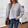 Autumn and Winter Ladies Loose Round Neck Solid Color Knitted Sweater