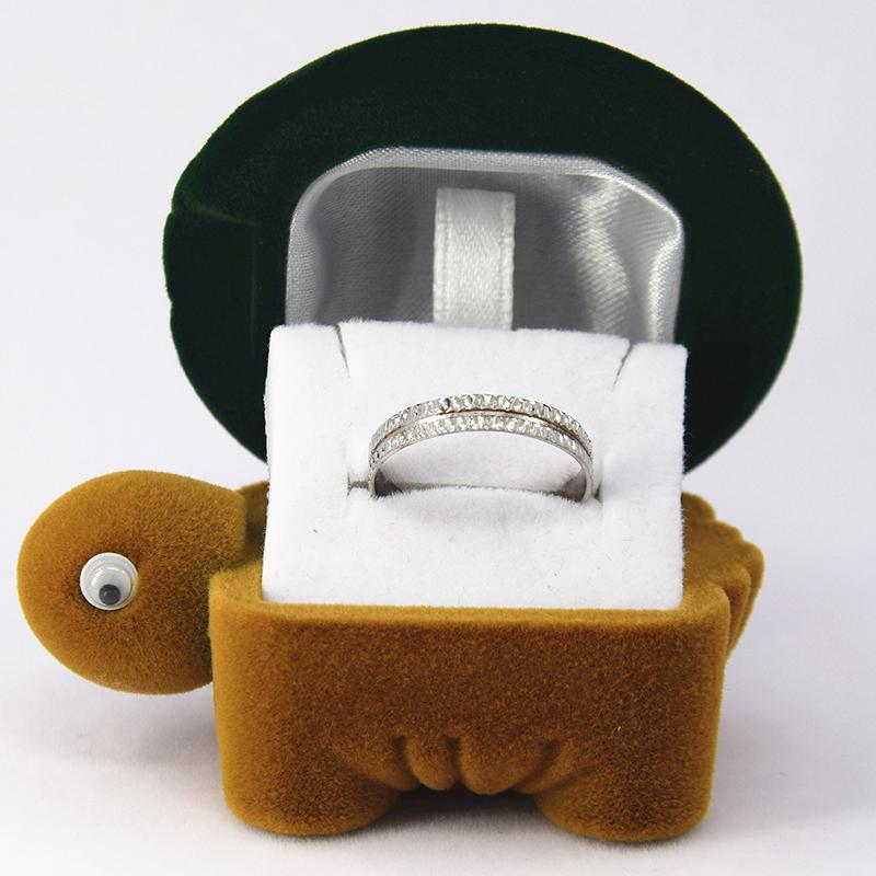 Кольцо-коробка в виде зеленой черепахи, милая форма животного, мини-флокированная шкатулка для украшений, забавная шуточная подарочная коробка для девушки