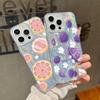 Blueberry Grapefruit Print Glitter Feather Phone Case For iPhone 16 Pro 15 Pro Max 14 13 12 11 Slim Soft Edge Shockproof Sparkling Hard PC Back Cover