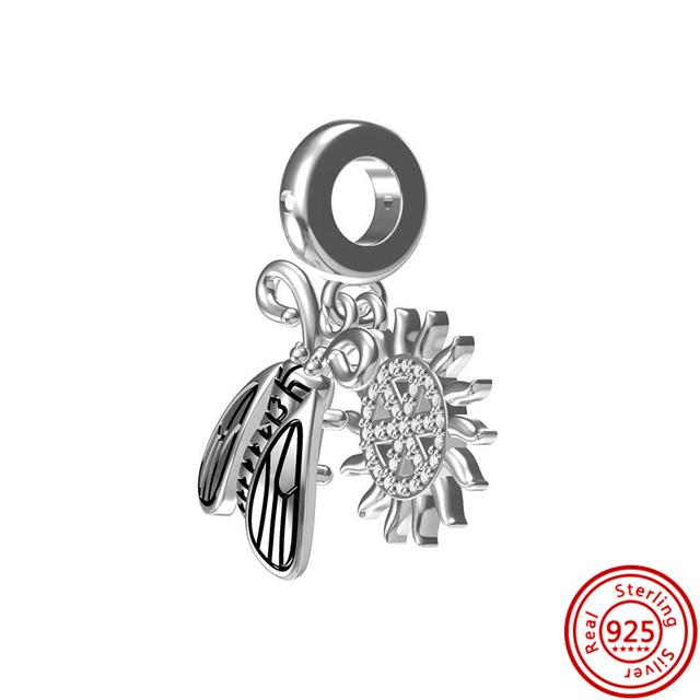 92 Стиль 925 Серебро 925 пробы для мальчиков и девочек Щенок с принтом лапы Сердце Сова Полый кулон Изящная бусина Подходит Подвески Браслет Ювелирные изделия