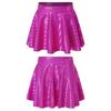 Girls Skirt Elastic Waistband Ruffled Shiny Plaid Sequins Clubwear Mini Skirts for Cheerleading Music Festival Rave Costume