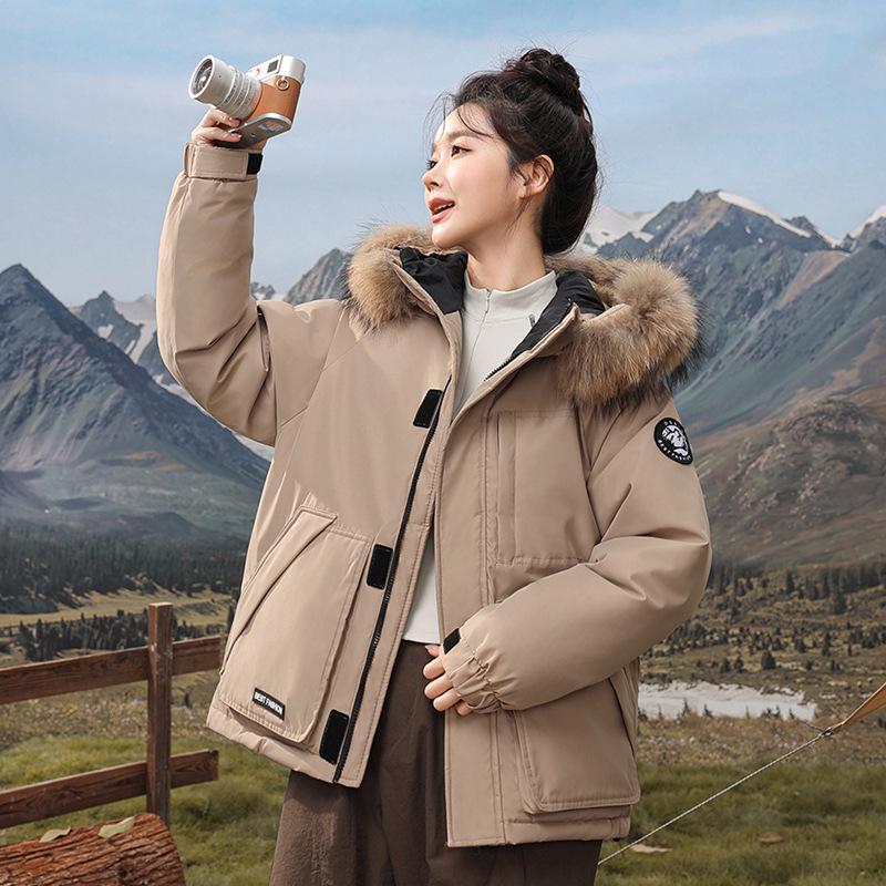 Short Padded Clothes Women's Winter New Hooded Large Fur Collar Thickened Short Women's Jacket Padded Jacket