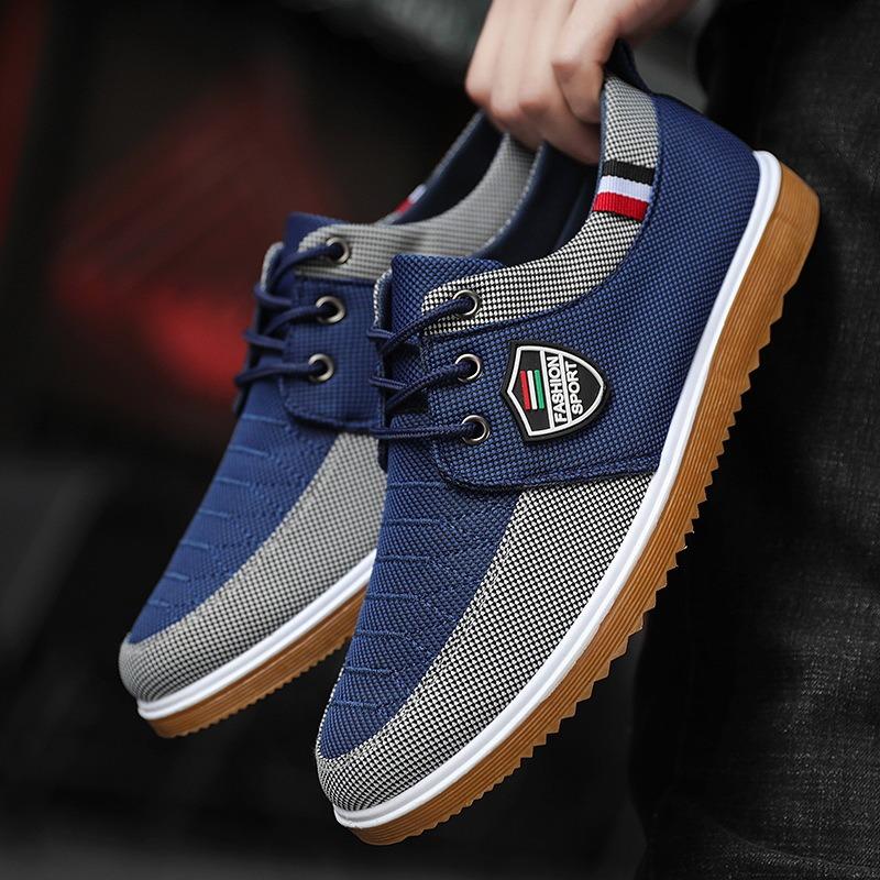 Fashion Men Canvas Shoes Spring New Breathable Platform Sneakers Vulcanize Shoe Fashion Brand Work Shoe Lightweight Lace-up Casual Shoes