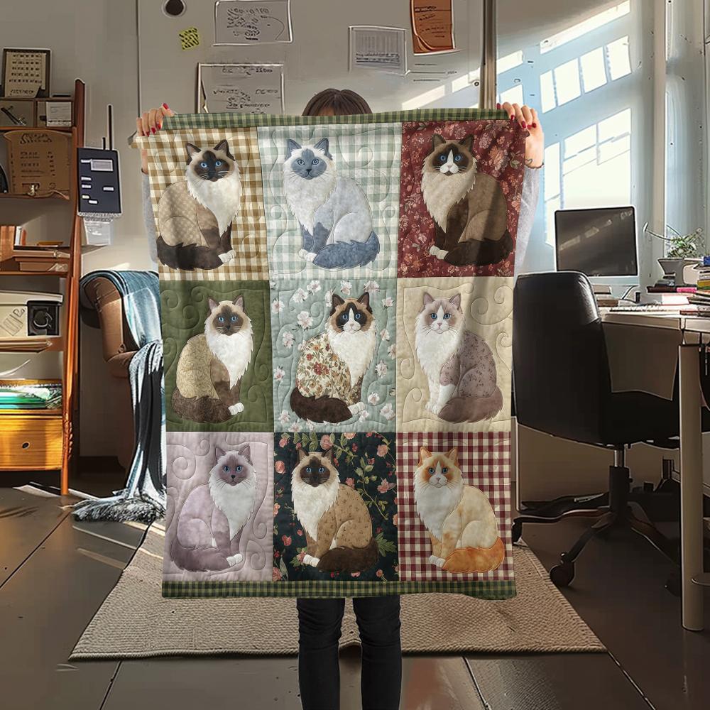 Nine grid dog cat fabric Print Flannel Blanket,High quality Comfortable for All Seasons,Home Decor,Warmth and Comfort,Perfect for Christmas Gifts