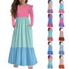 Girls' Tiered Ruffle Dress - Long Sleeve Printed Maxi With Pockets