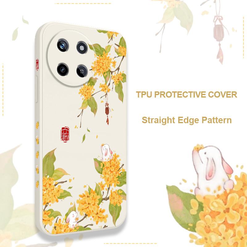 Osmanthus Rabbit Phone Case For OPPO Realme 12 11 10 9 9i 8 8i 7 Pro Plus C35 C21Y C25Y C25 4G 5G Liquid Silicone Cover