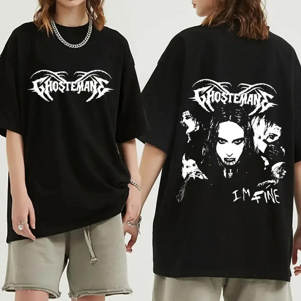 Ghostemane Double Sided Print T-Shirt Oversized Men 100 Cotton Tshirt Fashion Women Hip Hop Metal Gothic Rock T Shirt Streetwear