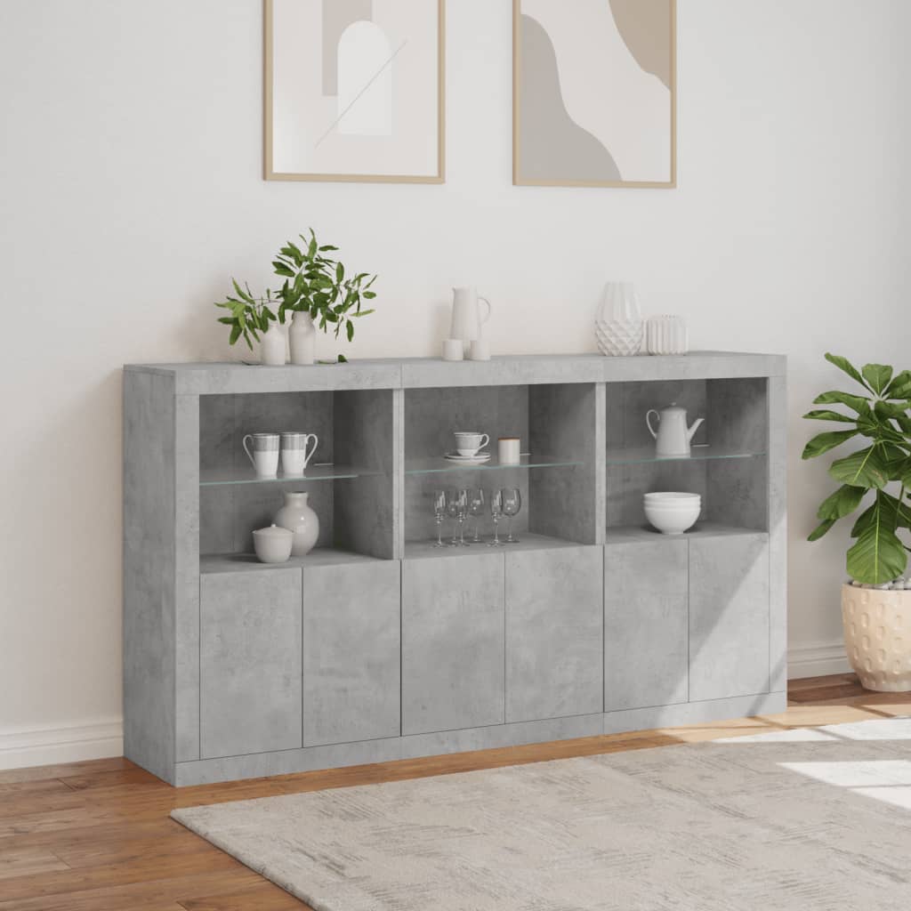 Vidaxl Шкаф со светодиодной подсветкой, цвет бетона, 181,5X37X100 см