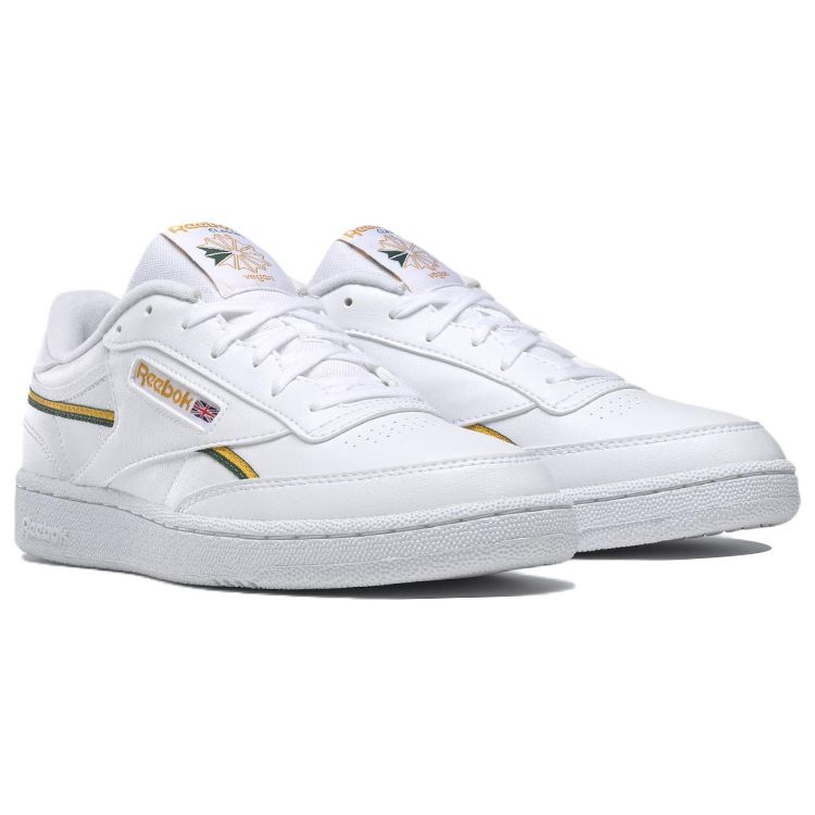 Reebok Club C 85 Vegan White Green Gold Мужские кроссовки Обувь-белый студенческий-золотой Темно-зеленый GY7154