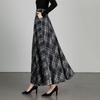 New Woolen Plaid Skirt for Women Mid-length Autumn and Winter Slimming High-waisted A-line Skirt Casual Long Skirt