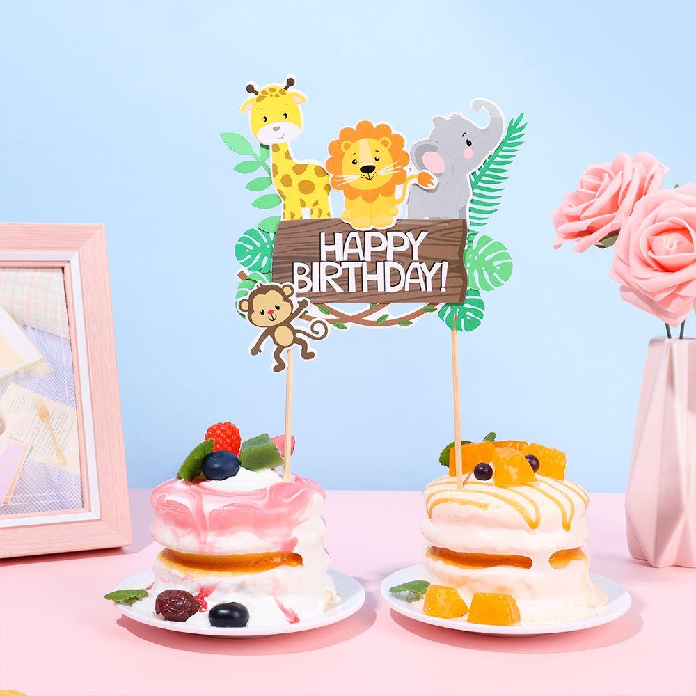 Тема С Днем Рождения Украшения для торта Выбор торта Животные джунглей Украшения для торта на день рождения