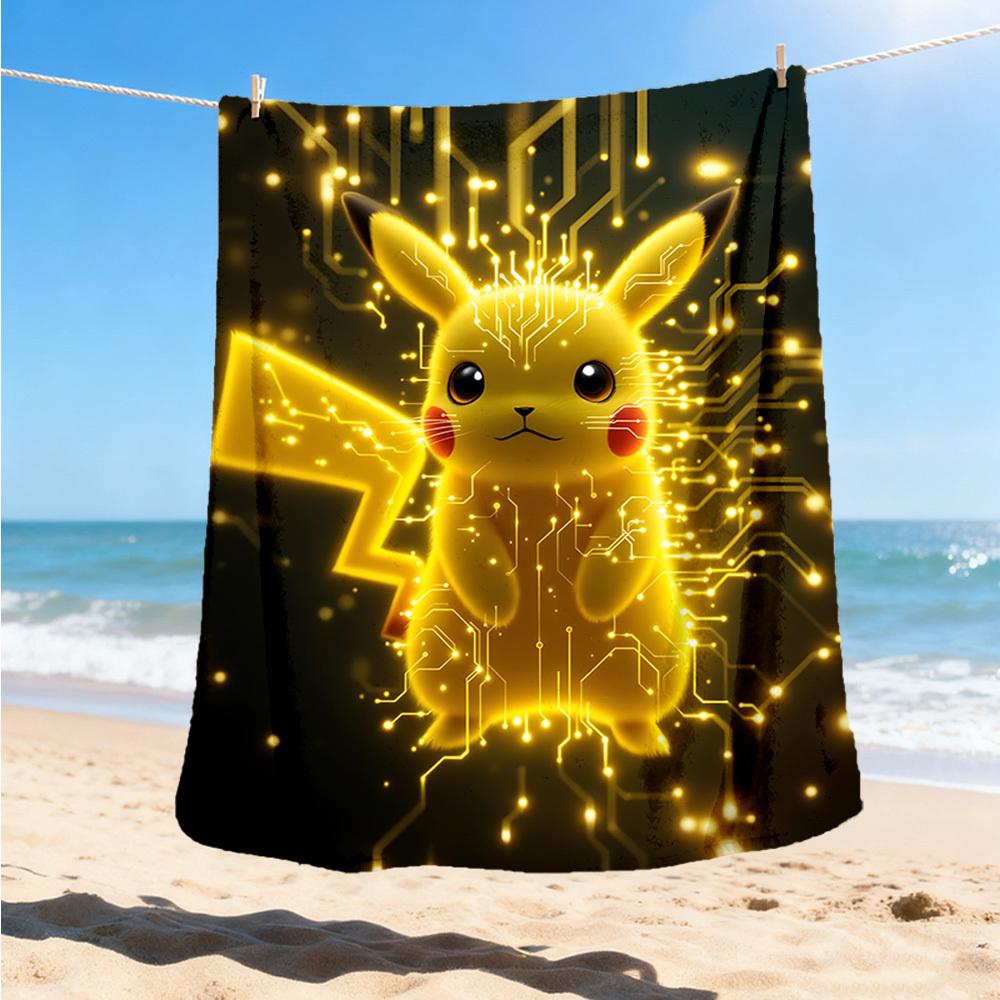 1pc Pikachu, Pokémon Outdoor Flannel Blanket, Lightweight Warm Cozy for Travel Camping Office Soft Polyester Fabric