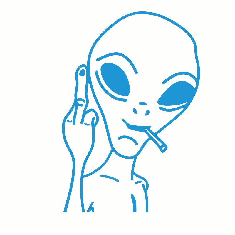 HungMieh Car Stickers Funny Alien Personality Ufo Decals Laser Vinyl Sticker Car 3D Car Styling Decoration 10.3X15cm