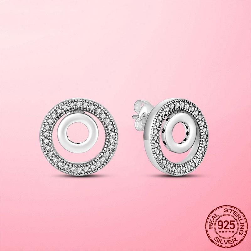 Женские комплекты ювелирных изделий из серебра 925 пробы, круглые серьги, ожерелье, женский комплект ювелирных изделий из циркония, свадебные украшения для невесты