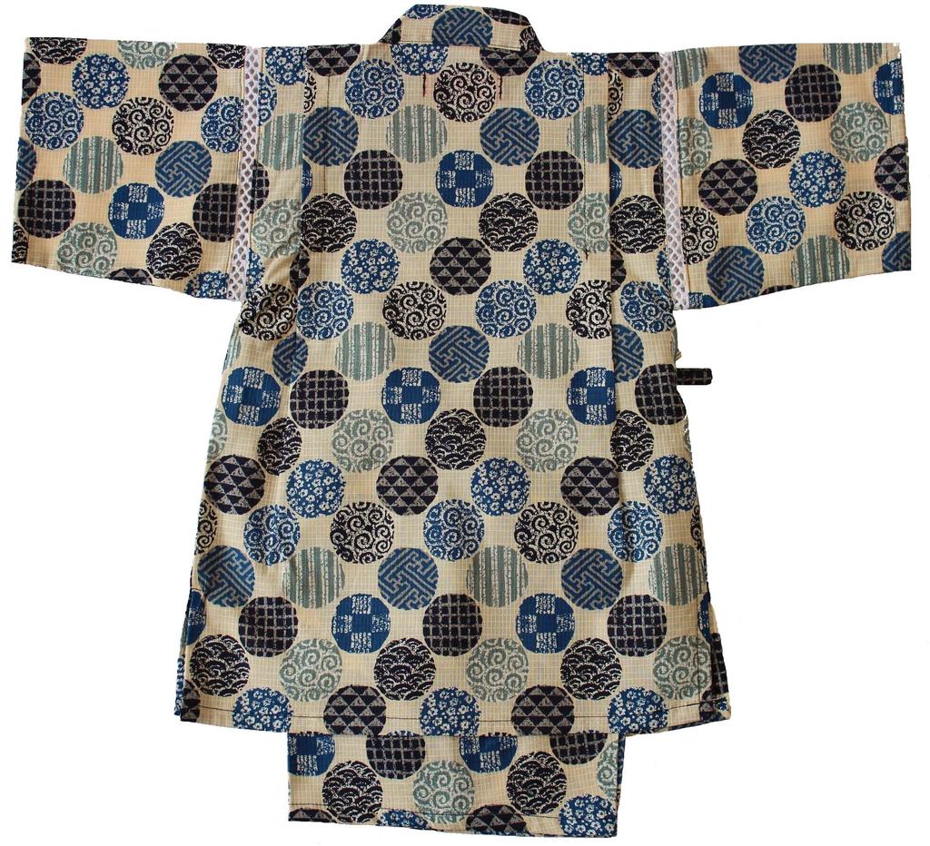 Round Made In Variable Summer Summer Room Wear [Warudo] Children's Jinbei, Boys, Kids, Jinbei, Pattern, Beige, Japan, Weave, 100% Cotton, Sizes 90,