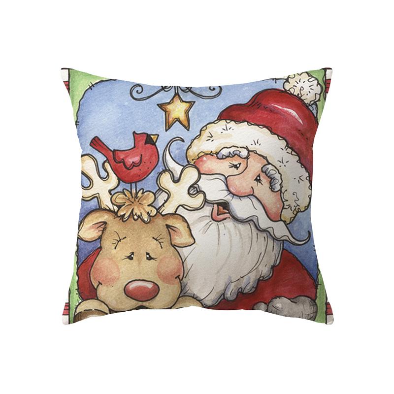 Merry Christmas Santa Claus Print Pattern Cushion Cover Home Living Room Sofa Decoration Polyester Pillow Pillow Cover