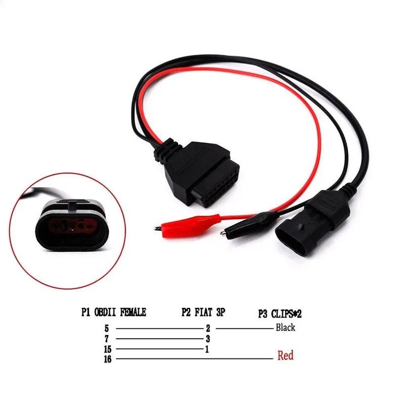 For Lancia OBD2 Cable 3Pin to 16Pin For Fiat For Alfa Remeo OBDII Plug 3 Pin Connector Adapter Car Extension Diagnostic Cables Code Readers 4