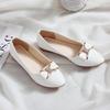Spring Woman Flats Shoes Ballets Metal Buckle Bow Ladies Ballerina Dress Pointed Toe Slip On Loafers OL Office Casual Sapatos