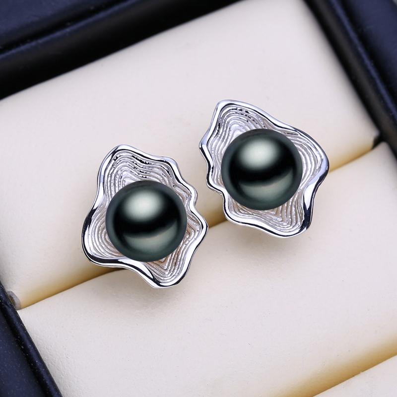 LSOOYH Natural Freshwater Cultured Pearl Earrings Silver Color Flower Stud Earrings Fashion Gifts For Women Wholesale