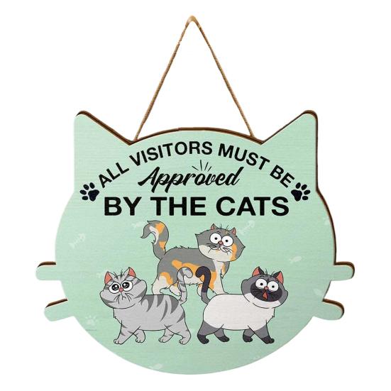 Знак "Кот планирует побег Пожалуйста, держите дверь закрытой" Деревянный знак Подвеска на дверь Приветственный знак Подарок на новоселье для любителей кошек