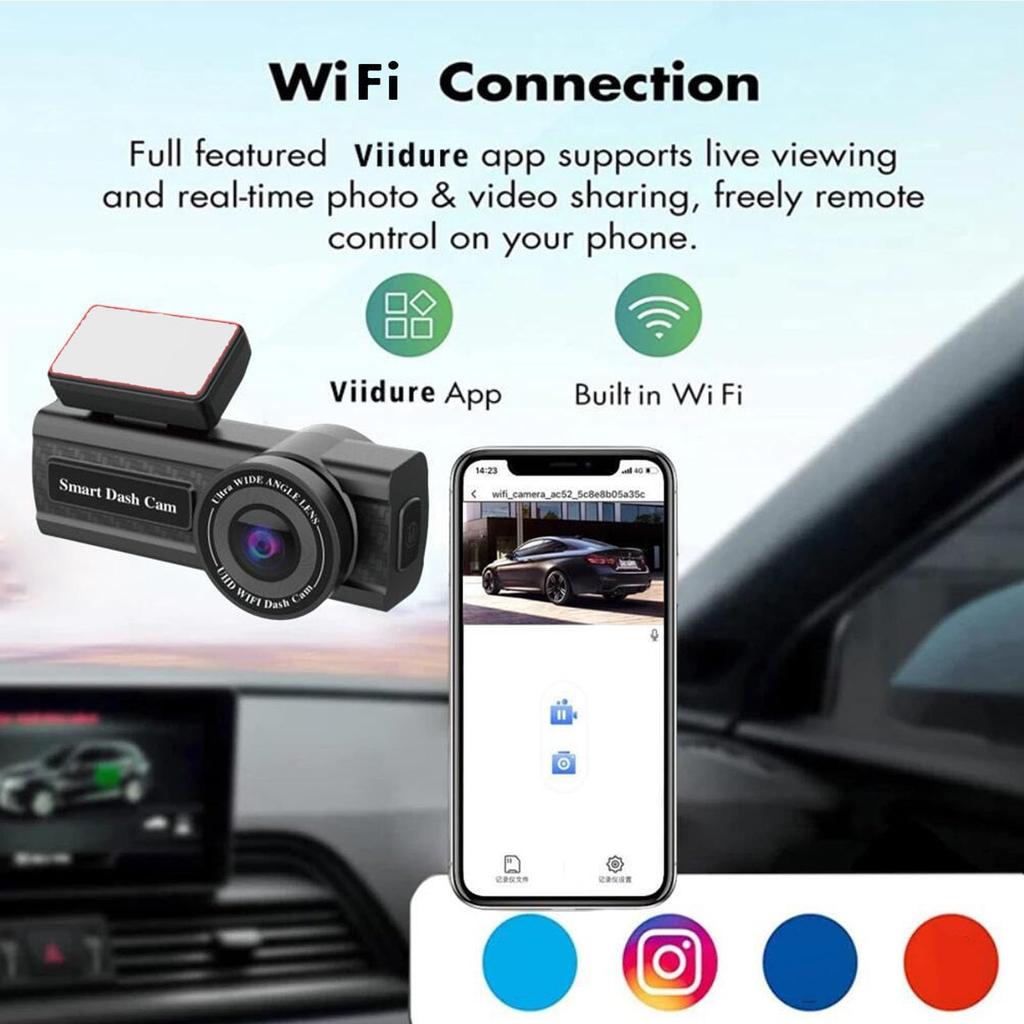 Car Front Dash Cam, 3K Full HD Dash Camera with App, 140° Wide Angle,