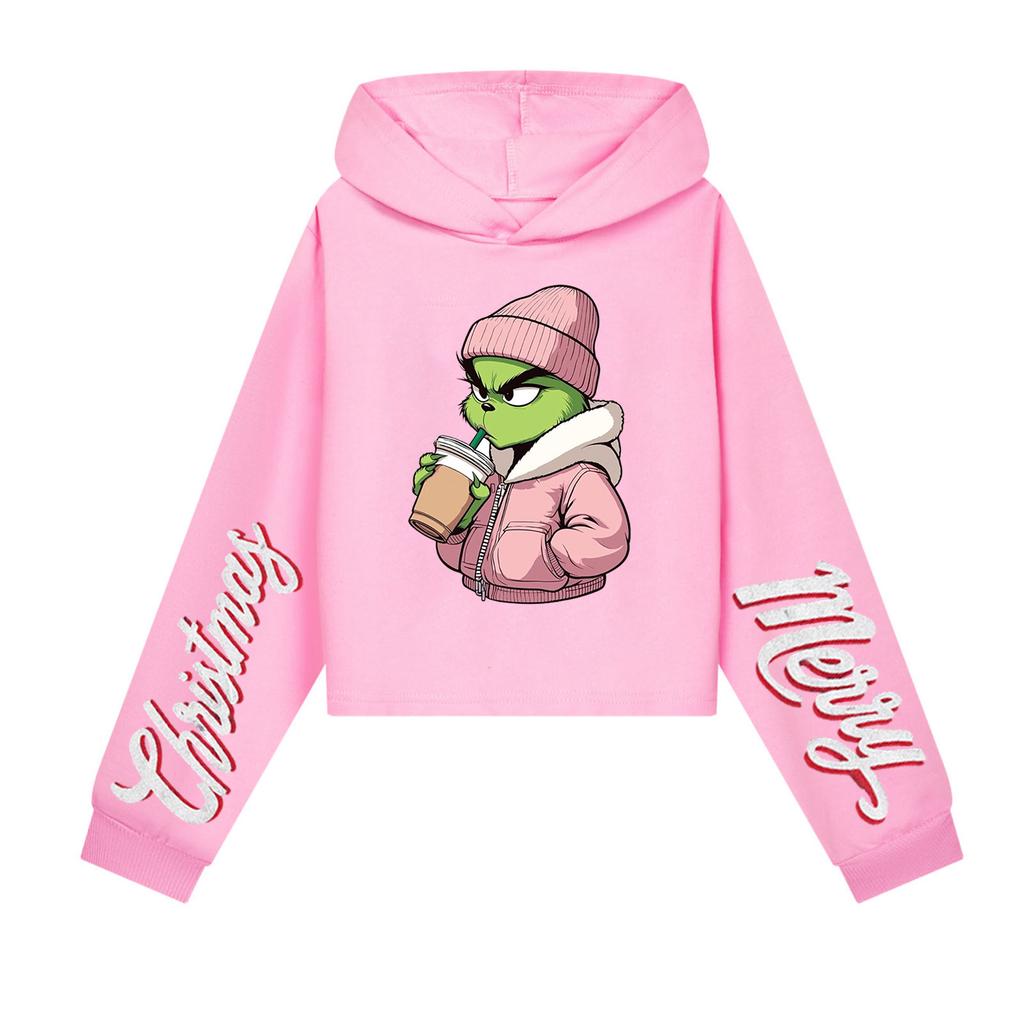 Kids' Casual Fashion Christmas Printed Long Sleeve Hooded Sweatshirt (No Drawstring)