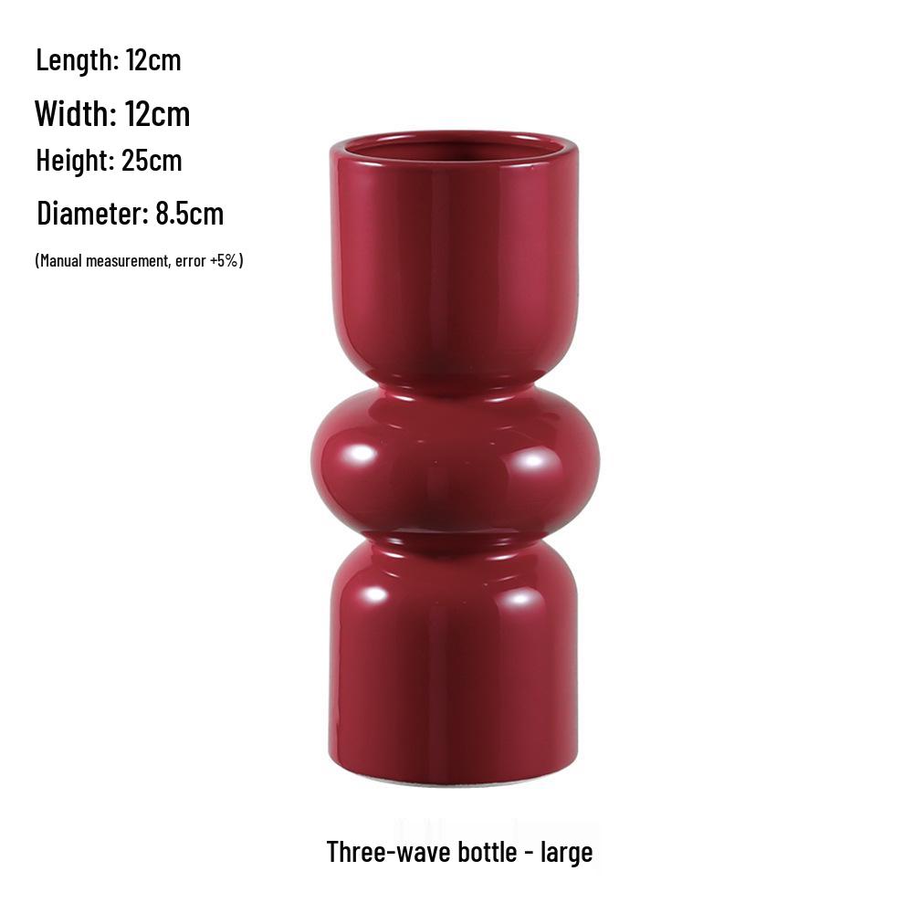 Китайская красная керамическая ваза середины века - Новогоднее специальное украшение для гостиной или свадебные композиции из шелковых цветов