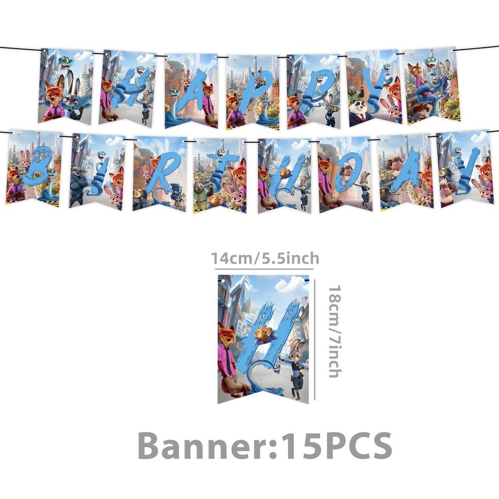 Zootopia Themed Birthday Party Decorations, Children's Birthday Banners, Paper Plates, Paper Cups, Tissues, Tablecloths, Power Strips, Party Supplies