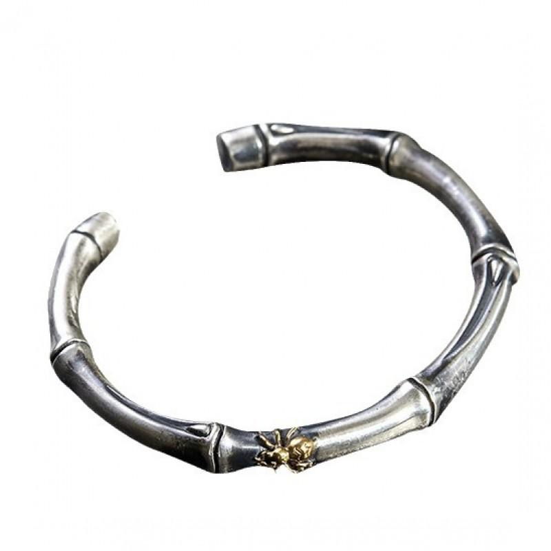 Vintage Chinese Style Open Bangle Bracelet Solid Copper Plated Motif Couple Jewelry