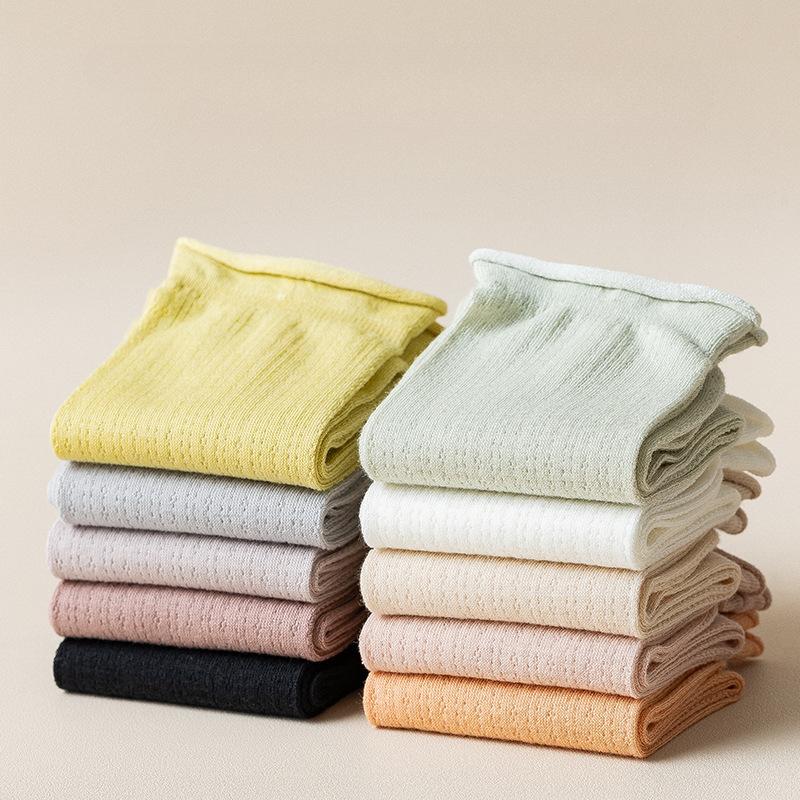 5 пар/комплект женские носки весна-лето Harajuku однотонные носки женские хлопковые дышащие носки средней длины Calcetines Mujer новые