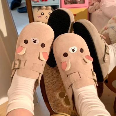 Легкие женские весенние новые шлепанцы с полузакрытым носком в виде мишки, на высокой толстой подошве, на высокой платформе, ленивые шлепанцы с закрытым носком