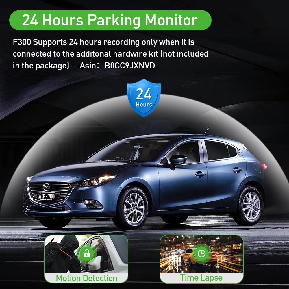 Dashcam 3 Channel Black Box Video Recorder Dash Car Three Lens Car Camera with Rear View DVR 24H Parking Monitor Car Accessories