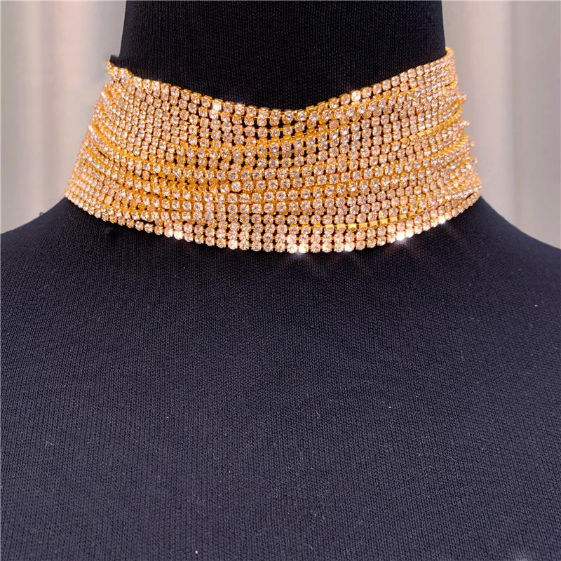 Модное многослойное короткое ожерелье-цепочка, простое полное бриллиантовое ожерелье, женское колье