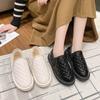 Low-top Warm Cotton Shoes Autumn and Winter New Leather Women's Velvet Snow Boots Lazy One-pedal Women