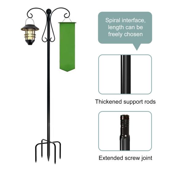 Yousheng Outdoor Крюк пастуха Двойные крюки Сверхпрочная стойка для кормушки для птиц Крюк пастуха с 5-зубчатым основанием для подвешивания растений, фонарей, колокольчиков ветра