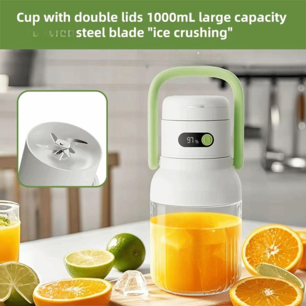 with Two Lids Electric Fruit Blender Cordless Automatic Juicing Cup BPA-Free Smoothie Maker Home