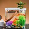 Plastic Tabletop Fish Tank Shatterproof Aquaponic Fish Bowl Hydroponics Aquarium Holder Soil Cultivation for Home Office Decor