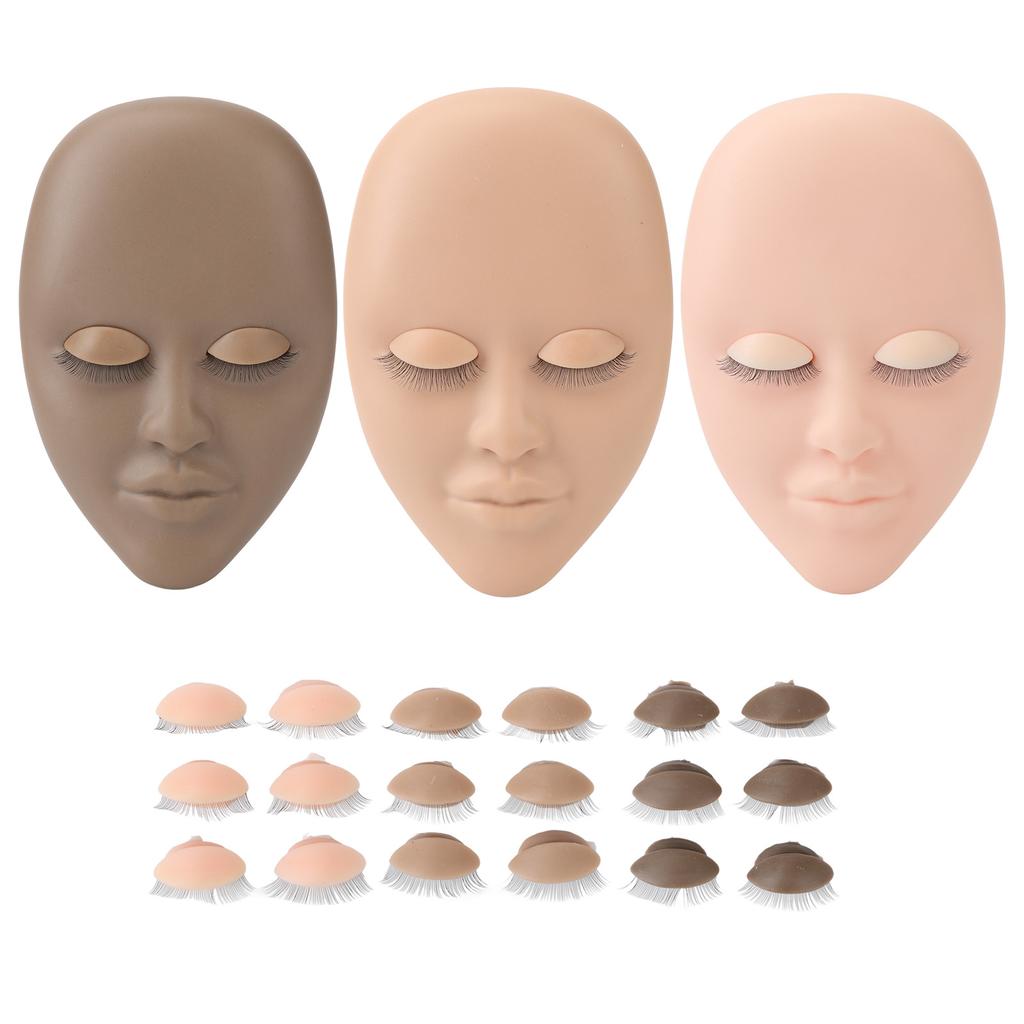 3шт. Головка манекена для наращивания ресниц, учебная головка для практики со съемными веками, двойная