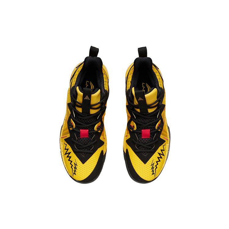 Li Ning Competition Wear Resistant Non Slip Mid Top Basketball Shoes Men Sneakers Yellow Black ABAR083-6